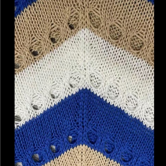 NWT V Neck Chevron pattern, open knit Crochet Dress/Cover up with fringe… - Picture 3 of 6